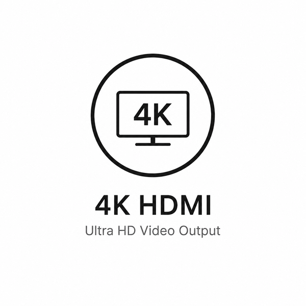 Icon for 4K HDMI Ultra HD Video Output featuring a television screen symbol.